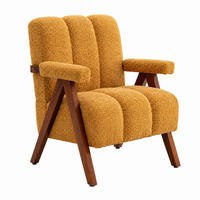 SESSEL Bouclé Gelb mit Holzrahmen - Gelb, Holz/Holzwerkstoff (77/77/68.5cm) - WISHDOR