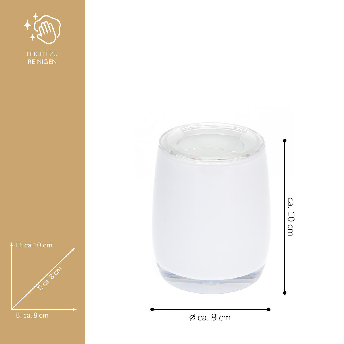 ZAHNBÜRSTENBEHÄLTER SAVONA, weiß - Weiß, Kunststoff (8/10/8cm) - bremermann