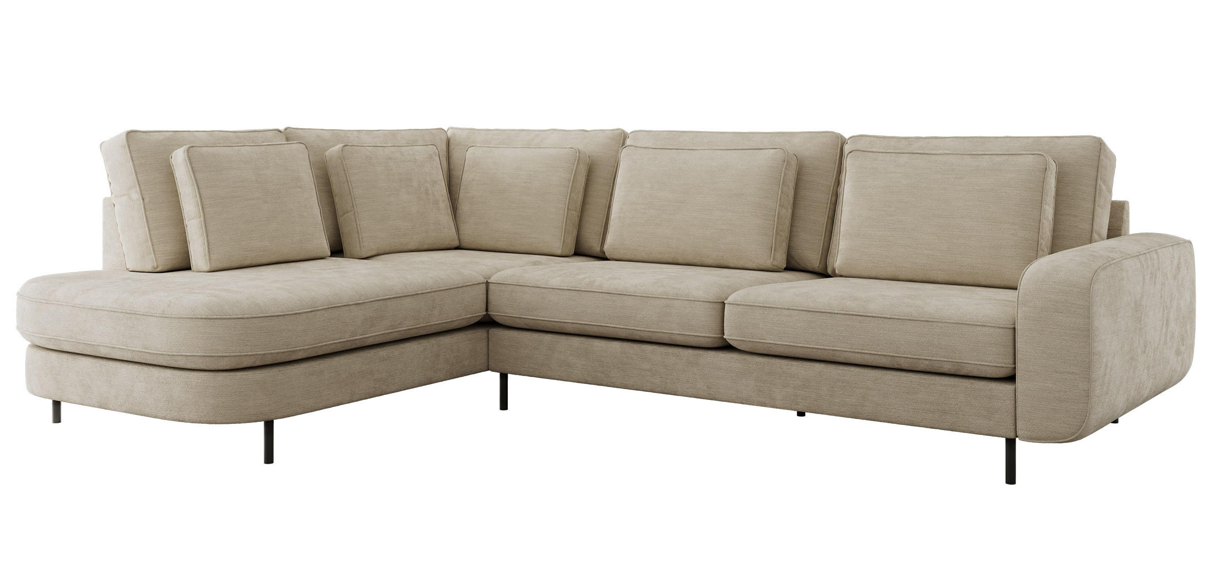 ROHOVÁ SEDAČKA CALENO L - Béžová Hrubě tkaná žinylka - Pravá Strana - černá/béžová, kov/textil (317/225cm) - MKS
