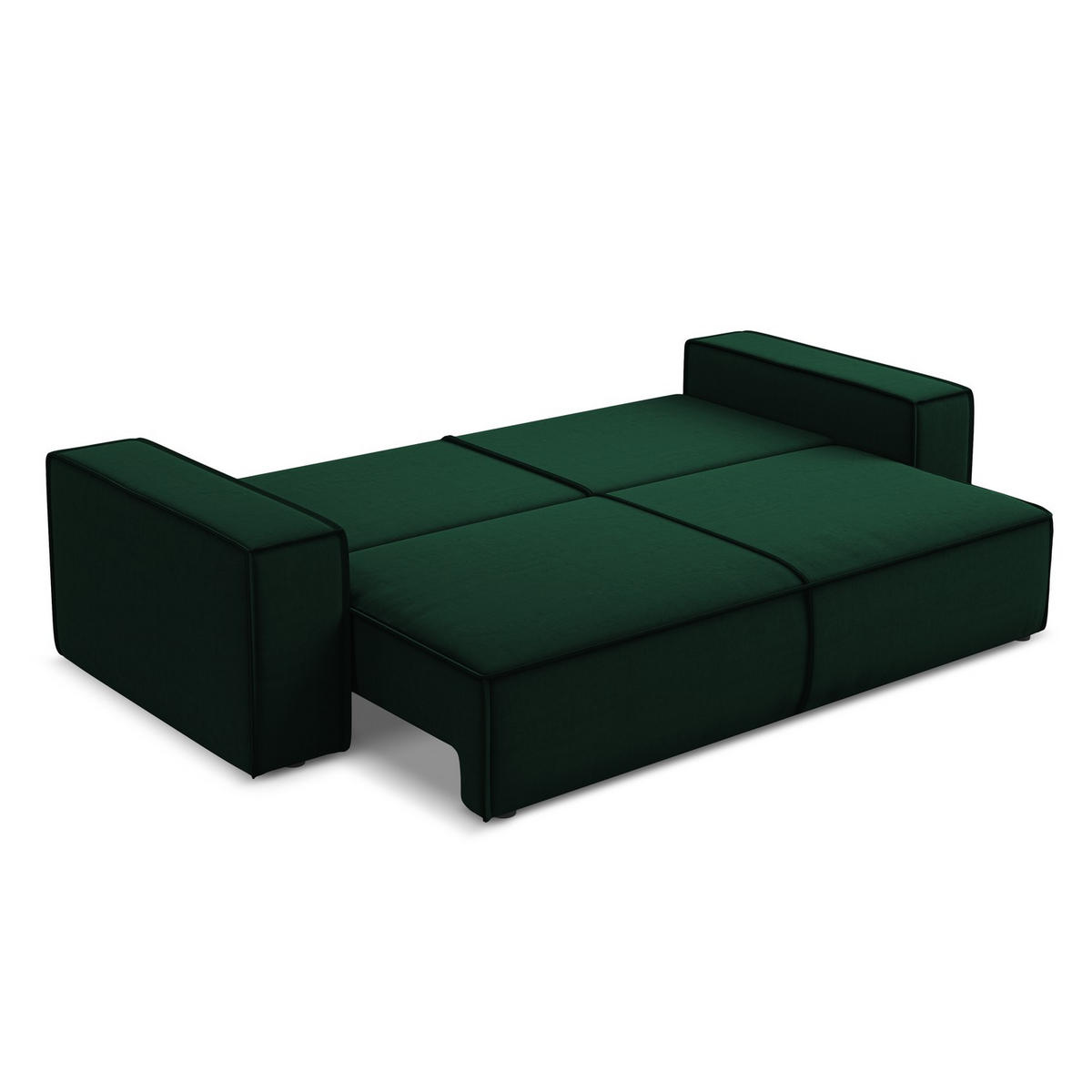 3-SITZER SOFA mit Schlaffunktion Samt Stoff Grün - Dunkelgrün/Schwarz, Kunststoff/Textil (255/85/105cm) - LaMiaSofa