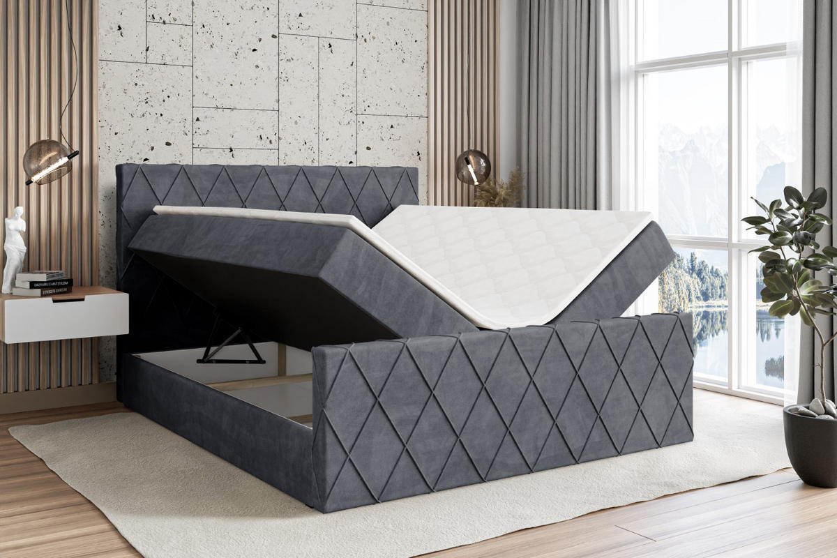 BOXBETT LEPARO-Z - 120 x 200 - H3 - Dunkelgrau - Dunkelgrau, Holzwerkstoff (120/200cm) - ALTDECOR