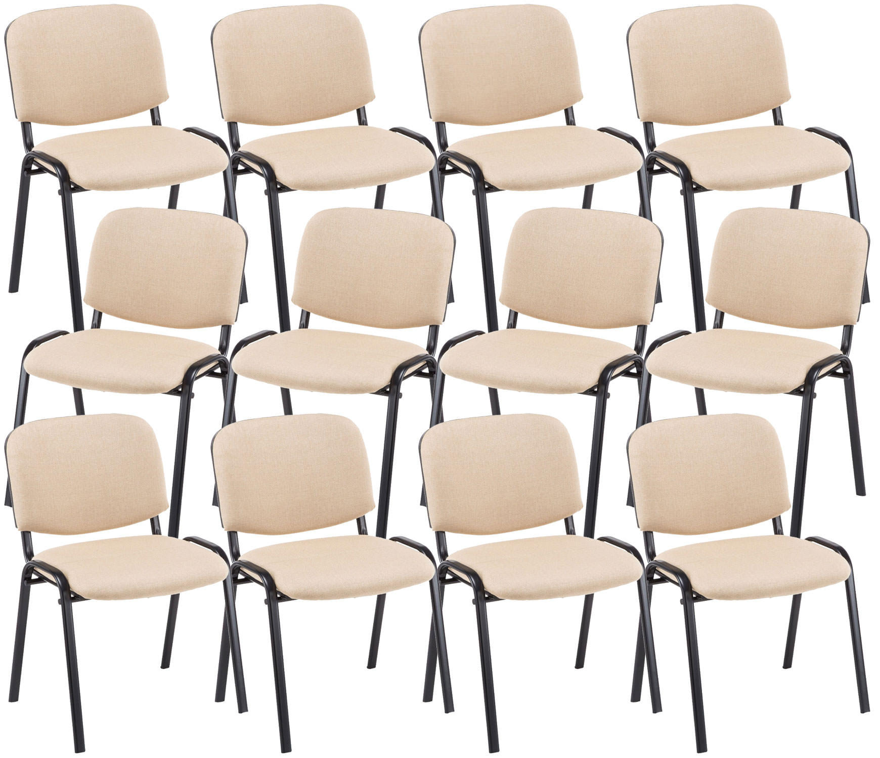 BESUCHERSTUHL 12er Set Stoff creme - Creme/Schwarz, Textil/Metall (53/83/53cm) - CLP