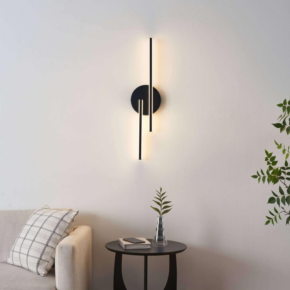 WANDLEUCHTE Pia, Schwarz, 80cm - Schwarz, Metall (4/80/20cm) - KOSILUM