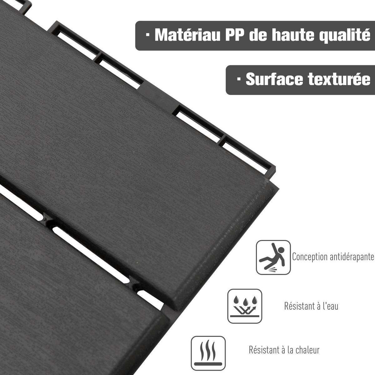 BODENPLATTEN 9er-Set DE-13727 Schwarz - Schwarz, Kunststoff (30/30/2cm) - ComfortXL