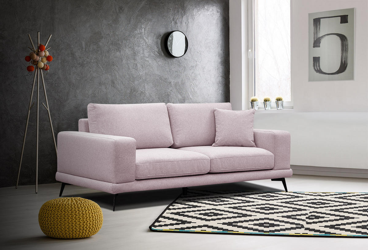 SOFA MEDIOLANE 2,5-Sitzer, rosa - Rosa, Holzwerkstoff/Textil (203/87/96cm) - Courtois Laville