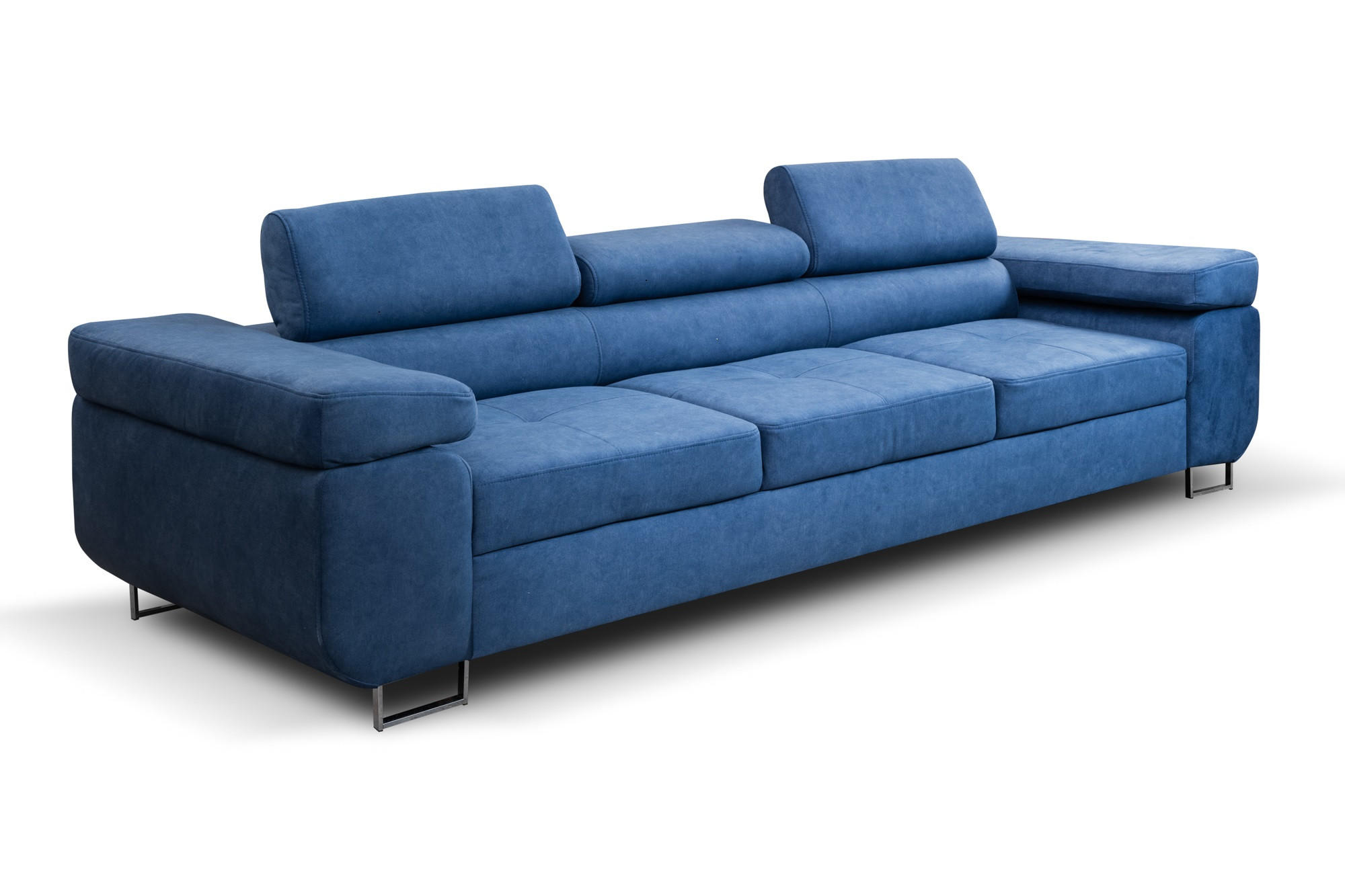 SOFA Marlene II 274 x 97 cm, mit verstellbaren Kopfstützen Schlaffunktion Wohnzimmersofa 3 Sitzer, blau - Blau, Kunststoff (274/87/97cm) - Margaret Hadas24