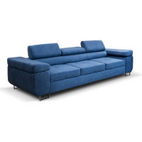 SOFA Marlene II 274 x 97 cm, mit verstellbaren Kopfstützen Schlaffunktion Wohnzimmersofa 3 Sitzer, blau - Blau, Kunststoff (274/87/97cm) - Margaret Hadas24