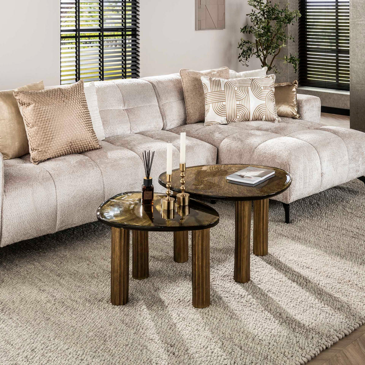 COUCHTISCH Salon Gold 45/62/40 cm - Goldfarben, Glas (45/62/40cm) - Hoyz Collection