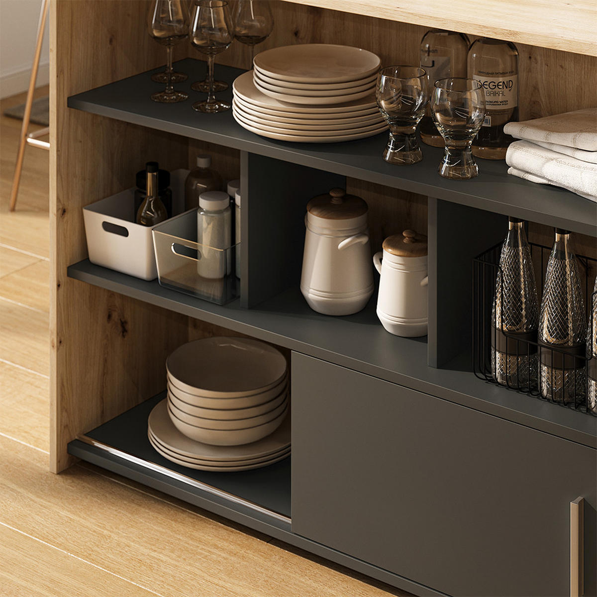 BARTISCH Aventi, Artisan-Eiche/Anthrazit, 105 x 70 cm - Anthrazit/Eiche Artisan, Holzwerkstoff (70/105/85.5cm) - Vicco