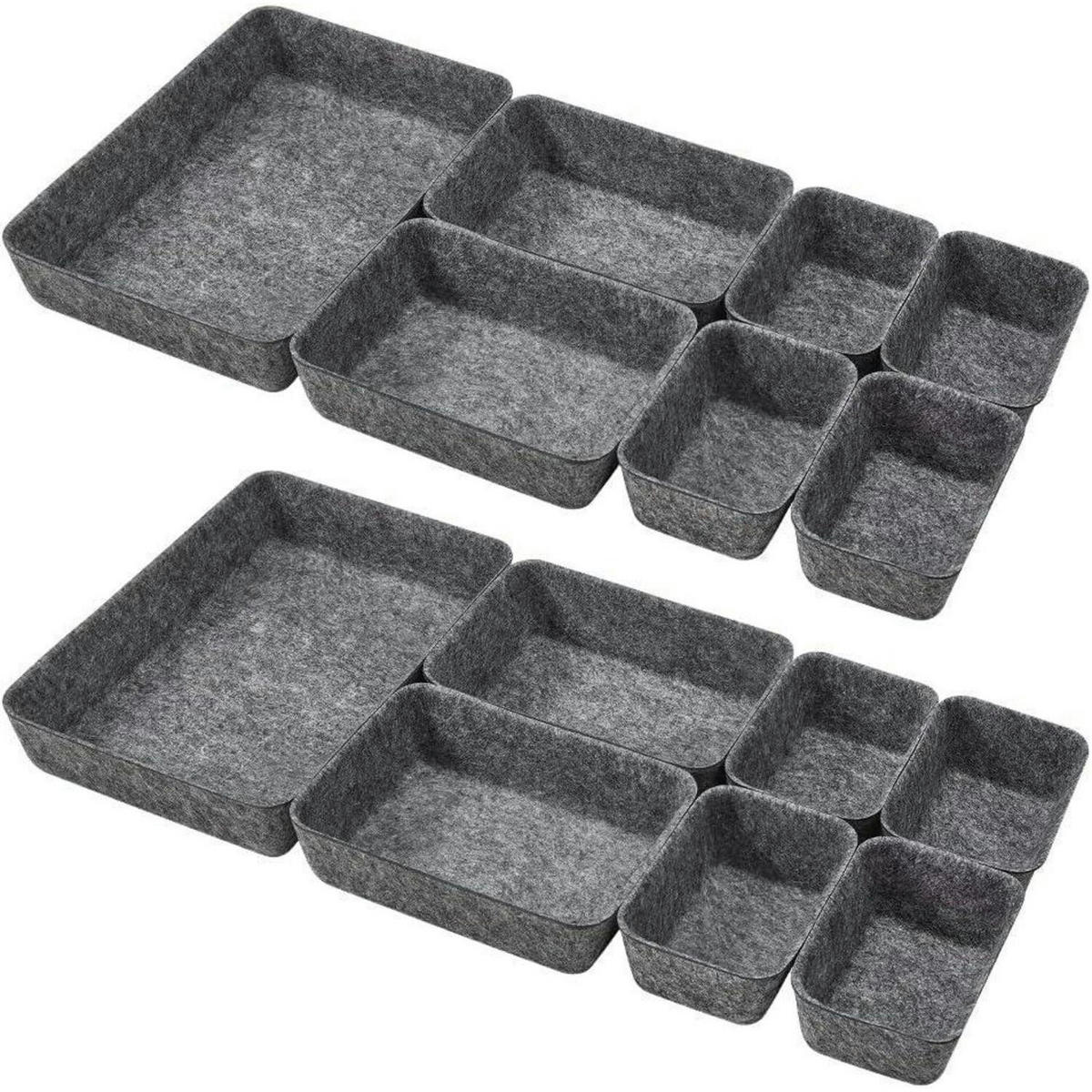 SCHUBLADEN Organizer Filz 14-teiliges Set Dunkelgrau - Grau, Textil (15/5/28.5cm)