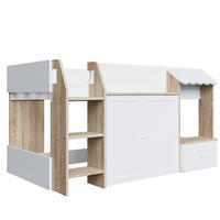 HAUSBETT 90/200 cm DE-01480, in Weiß, mit offenem Stauraum und Kletterleiter - Weiß, Holz (90/200cm) - ComfortXL