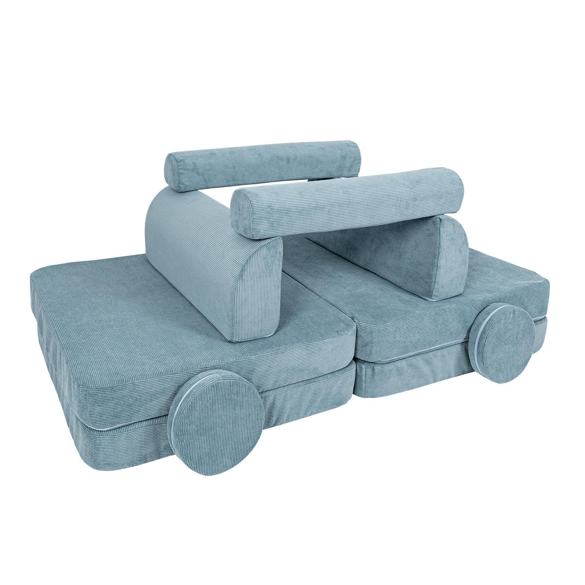 KINDERSOFA, Slimcord, Türkis - Türkis, Textil (160/24/80cm) - MeowBaby