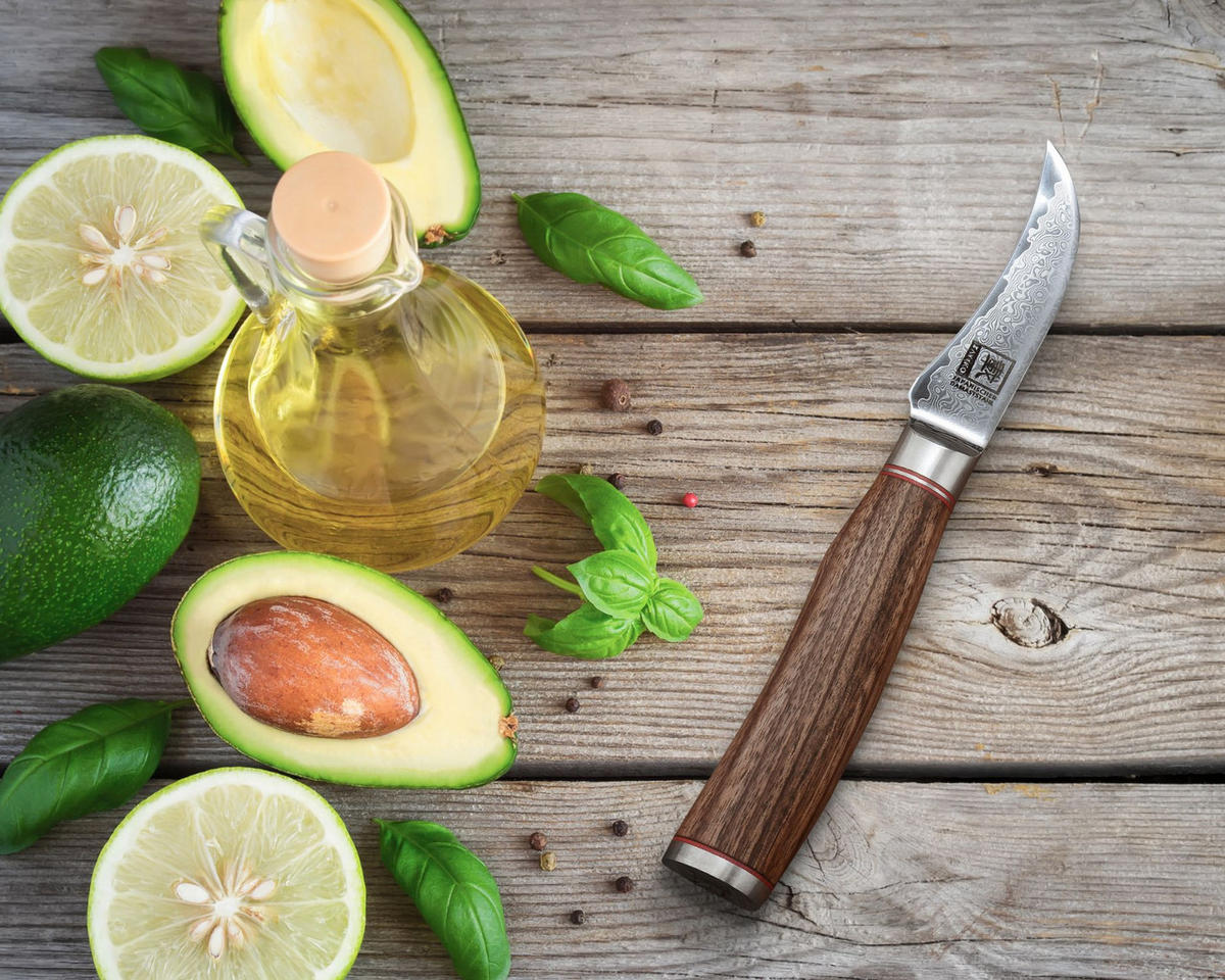 SCHÄLMESSER 8,5 cm - Nussbaumfarben, Holz/Metall (20cm) - Zayiko