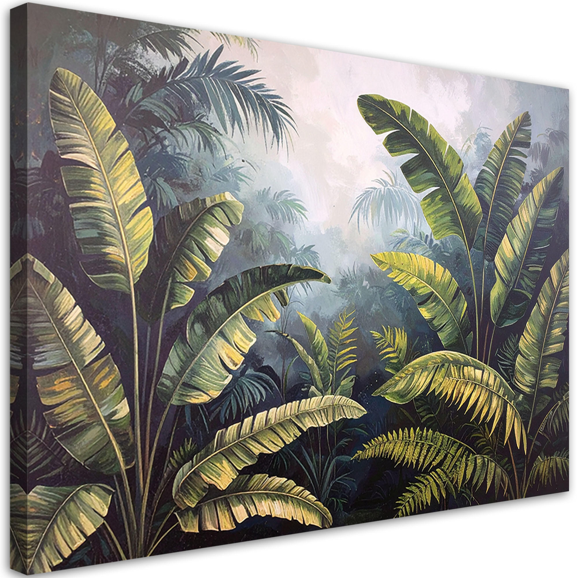 BILDER, Palm- und Bananenblätter Dschungel - Grün, Textil (120/80cm) - Feeby
