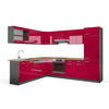 ECKKÜCHE R-Line Bordeaux Hochglanz/Anthrazit 227 x 287 cm, AP Eiche - Bordeaux/Anthrazit, Holzwerkstoff (287/81.6/60cm) - Vicco