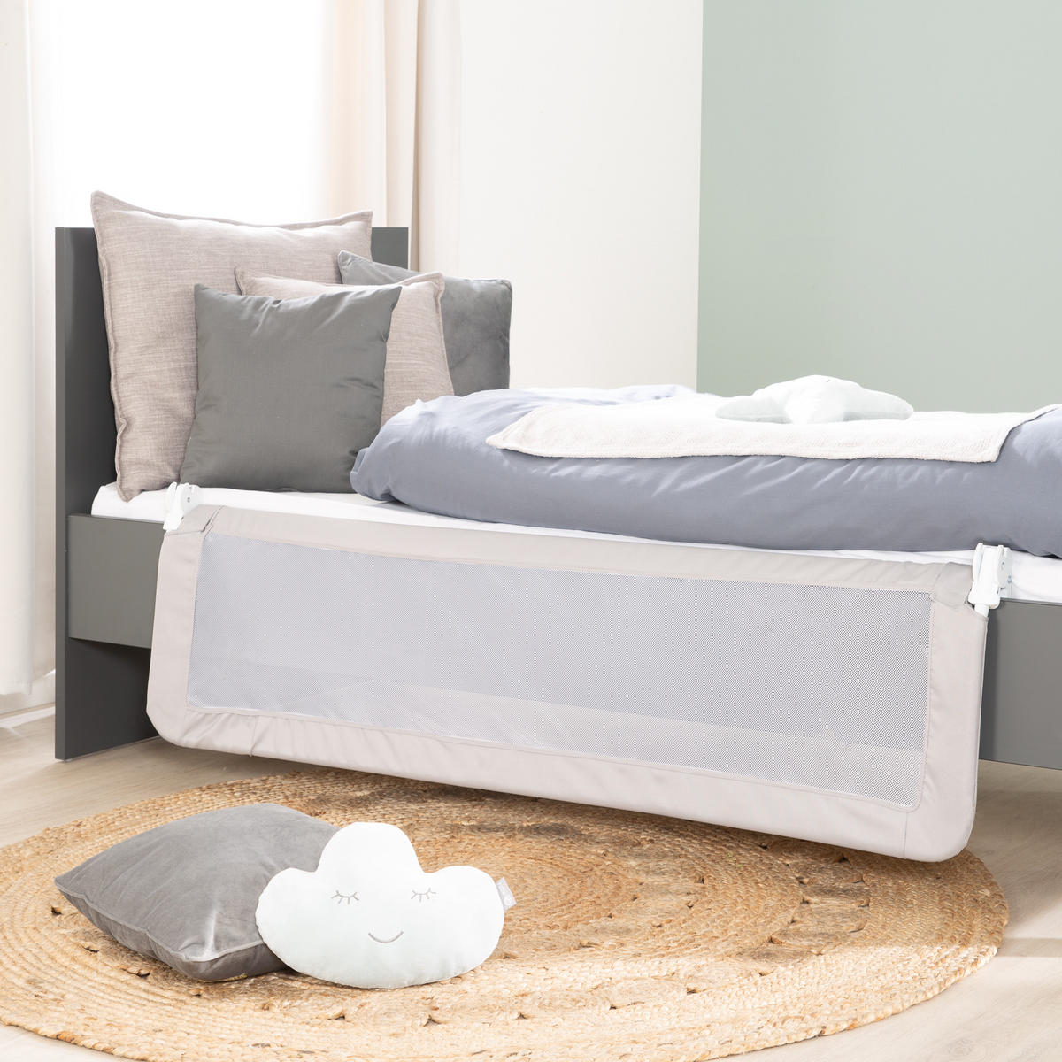 RAUSFALLSCHUTZ 135 x 32 cm grau - Taupe, Textil/Metall (135/52/32cm) - Roba