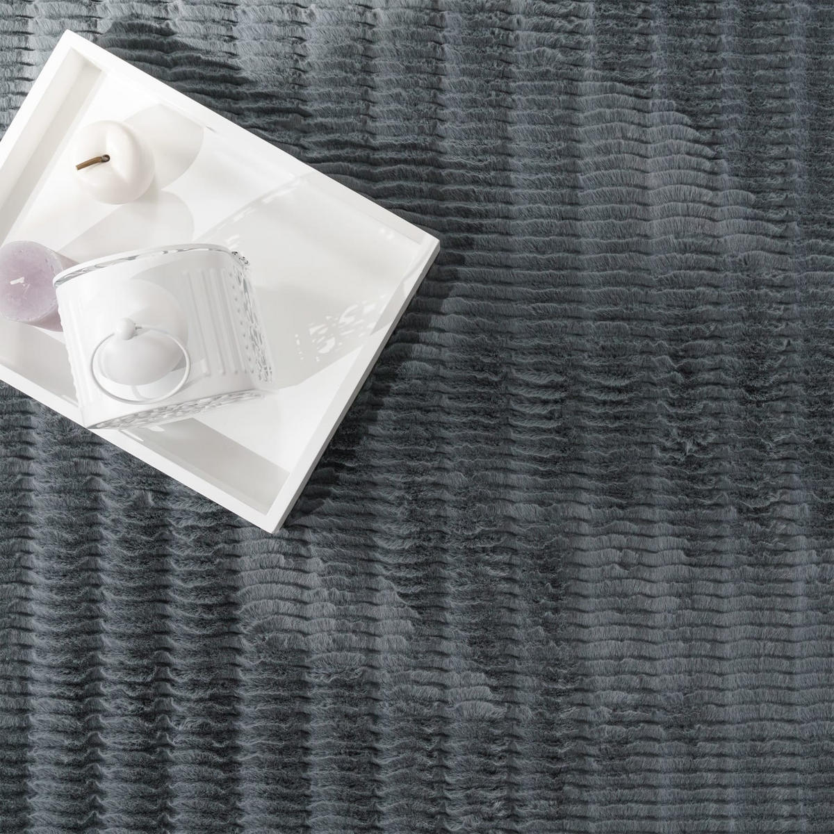 HOCHFLORTEPPICH Rauten Anthrazit 60 x 100 cm - Anthrazit, Kunststoff (60/100cm) - TT Home