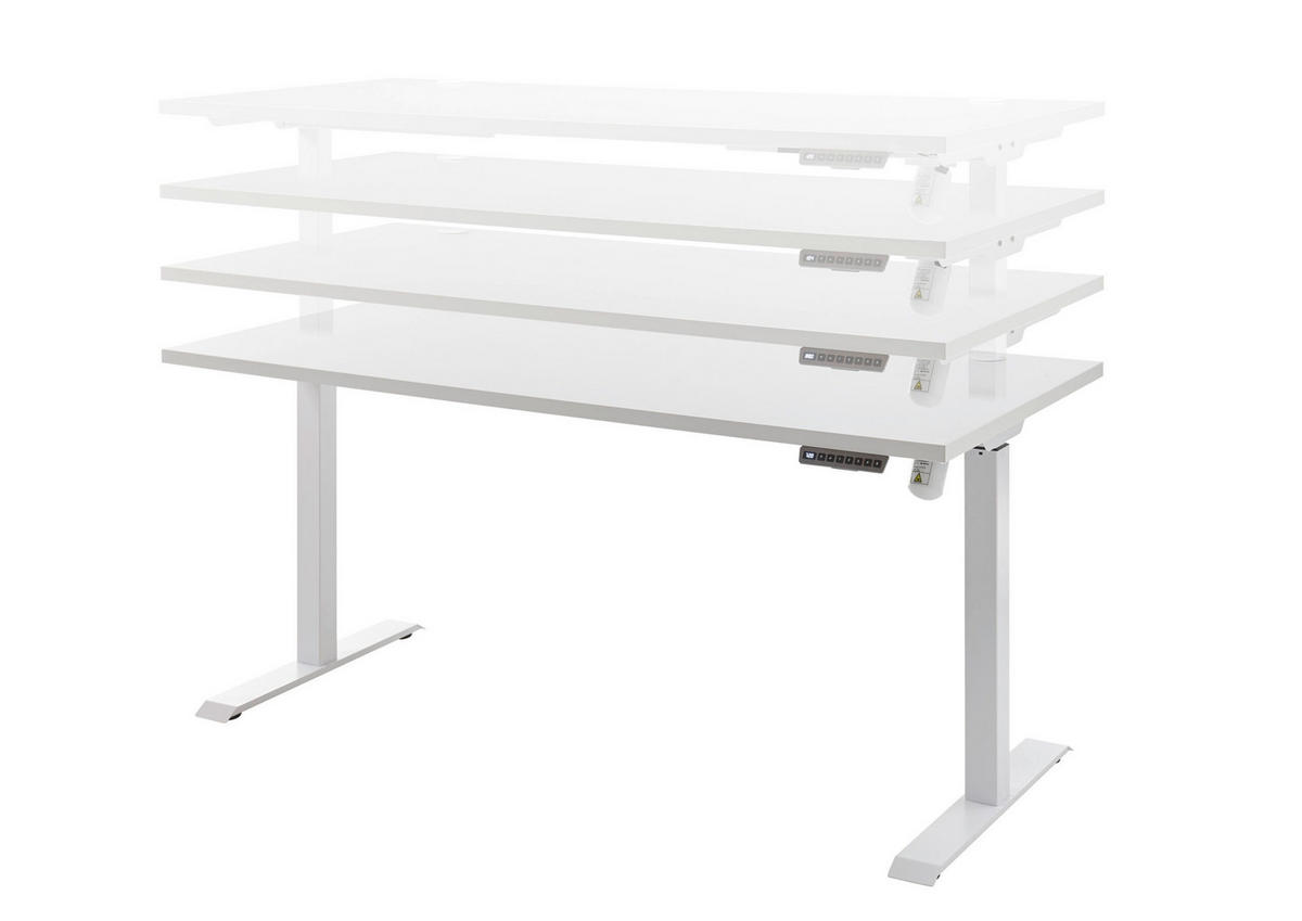 SCHREIBTISCH Ben in Weiß elektrisch höhenverstellbar, als Normalvariante - Weiß, Holzwerkstoff (77/160/127cm)