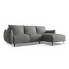 ECKSOFA mit Schlaffunktion Chenille Stoff Grau - Schieferfarben/Schwarz, Textil/Metall (242/162cm) - Makamii