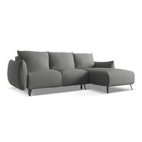 ECKSOFA mit Schlaffunktion Chenille Stoff Grau - Schieferfarben/Schwarz, Textil/Metall (242/162cm) - Makamii