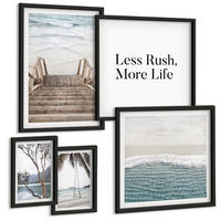 BILDER SET 5er Set - 50x50 cm & 20x30 cm & 40x60 cm Schwarzer Rahmen - Tropenurlaub - Schwarz, Kunststoff (40/60cm) - TULUP