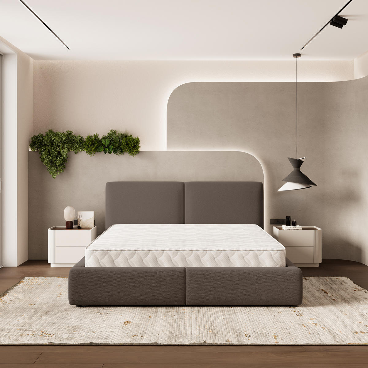 POLSTERBETT FELURO SR 200x200 cm mit Bettkästen - Braun - Braun, Holz/Textil - MASSENO