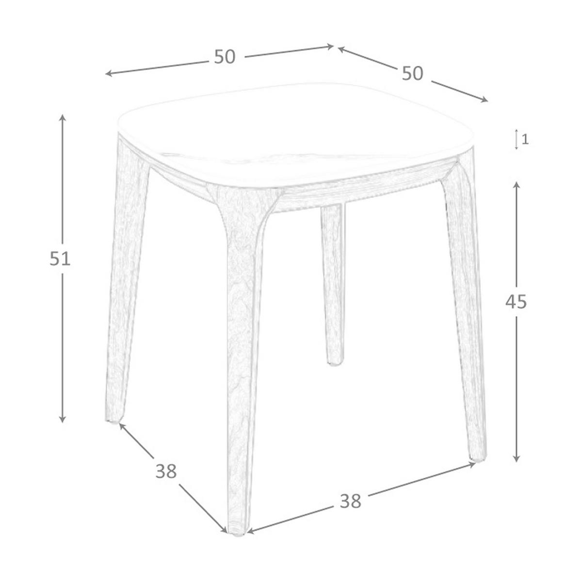 ECKTISCH Quadratischer Ecktisch aus Porzellanmarmor und Nussbaum 50/50/51 cm - Walnussfarben/Weiß, Keramik (50/50/51cm) - ANGEL CERDA