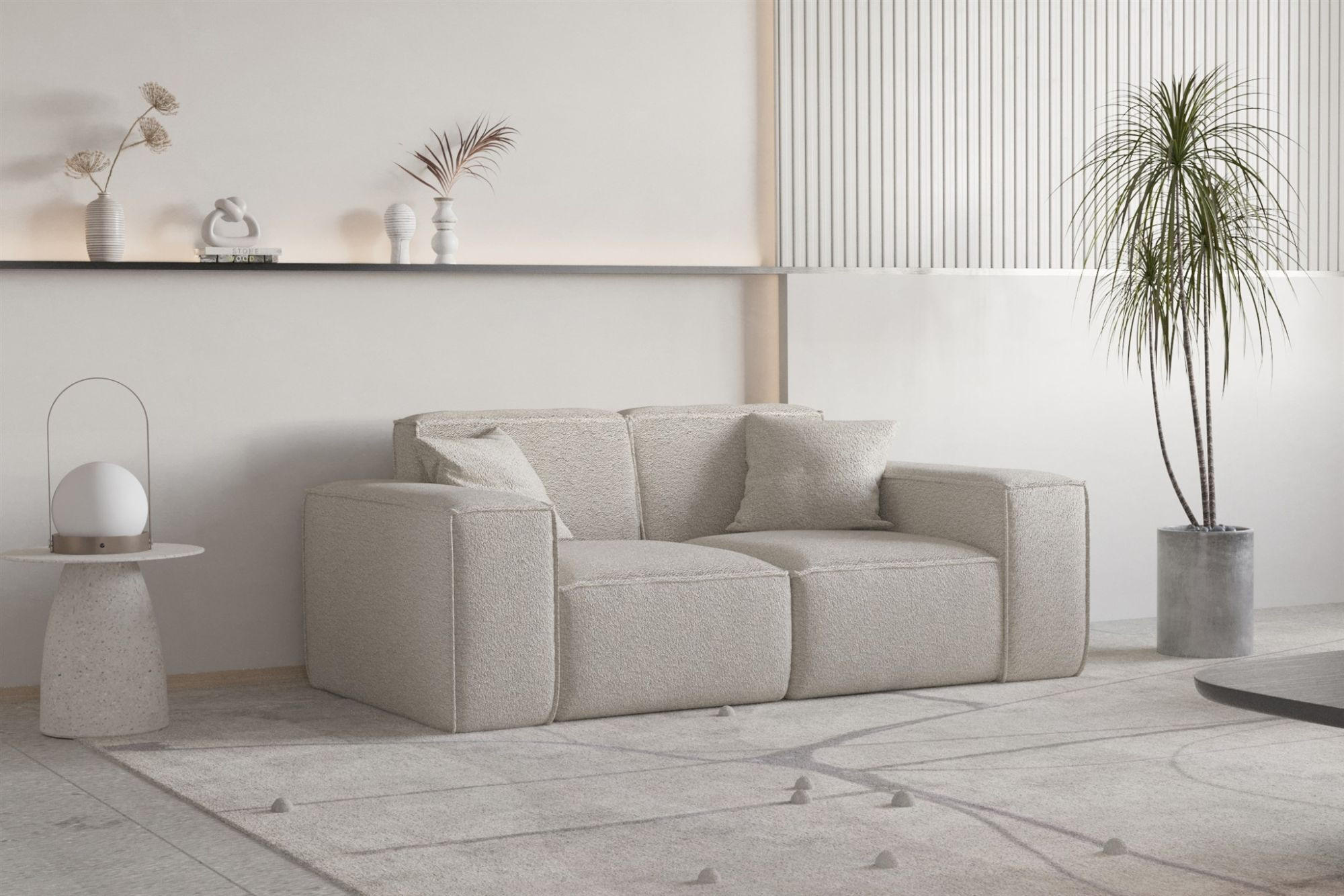 SOFA Celes Premium 2-sitzer Ascot Bukla - Beige, Holzwerkstoff/Textil (186/73/88cm) - Fun Möbel