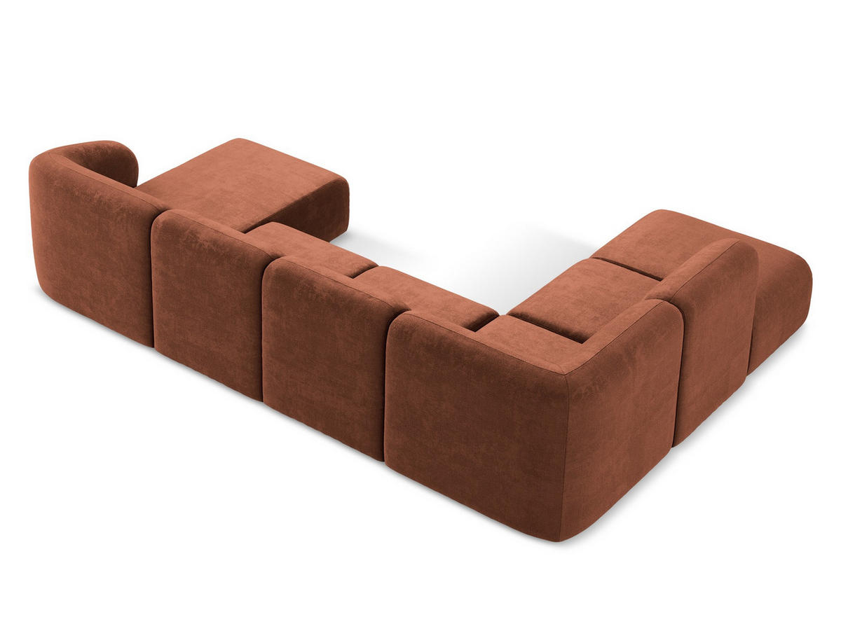 ECKSOFA Rechts Chenille Stoff Orange - Terracotta/Schwarz, Holzwerkstoff/Kunststoff (178/166cm) - Makamii