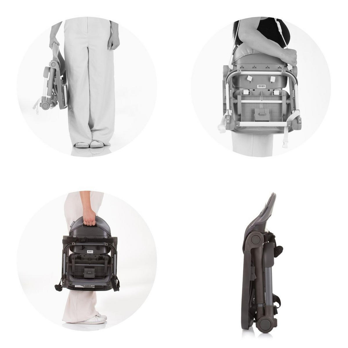 HOCHSTUHL Booster Muffin grau klappbar, Gurt, höhenerstellbar, Tablett - Grau, Kunststoff (30/35/30cm) - Chipolino