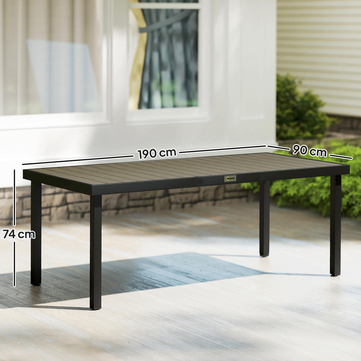 GARTENTISCH DE-07264 für 8 Personen, wetterbeständig mit Holzoptik Naturholz - Naturfarben, Kunststoff/Metall (190/90/74cm) - ComfortXL