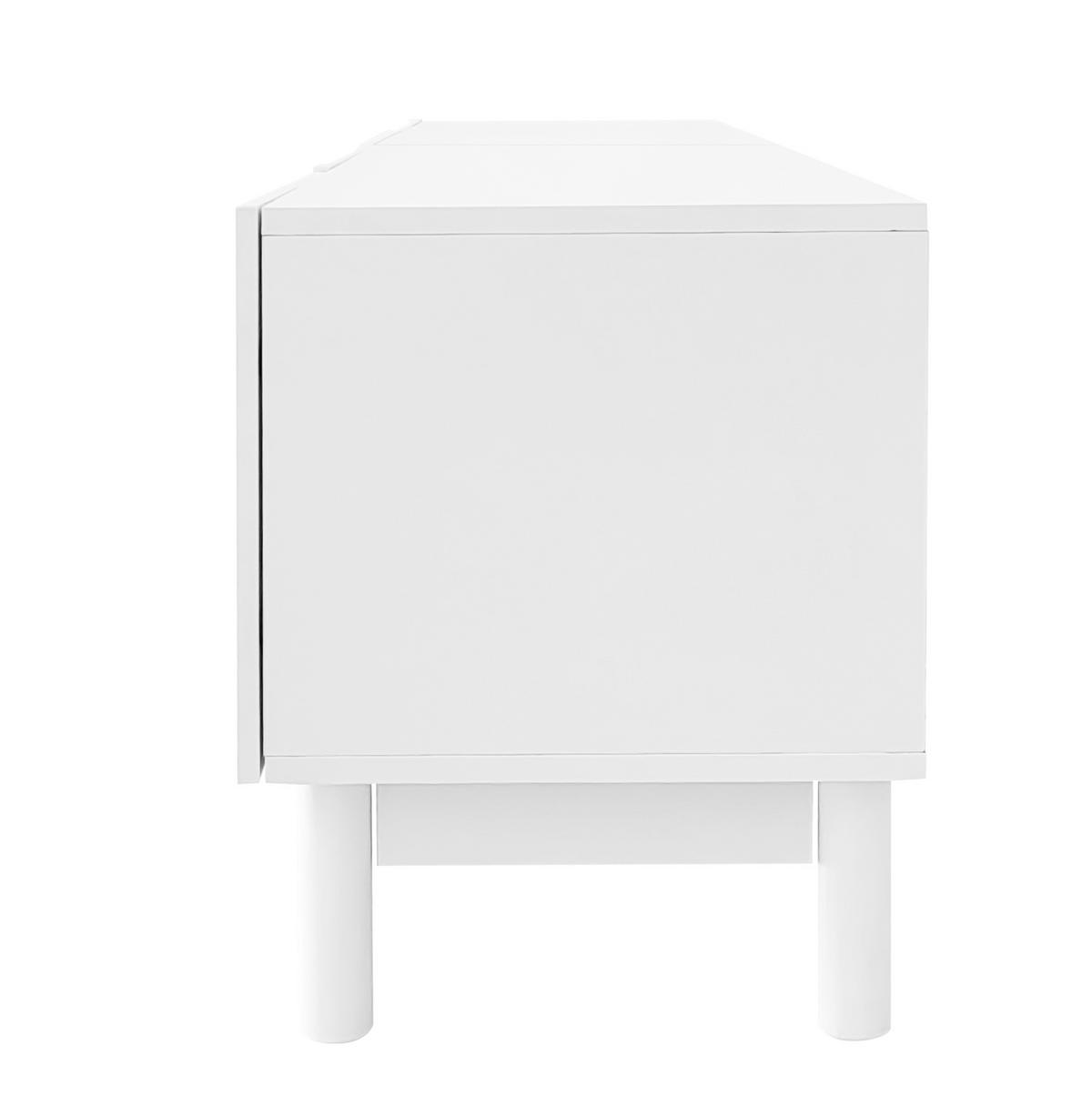 TV ormarić 169/34/45,5 cm bijeli od MDF-a i iverala s 4 vrata i policama - bijela, drvni materijal (169/45.5/35cm) - OKWISH