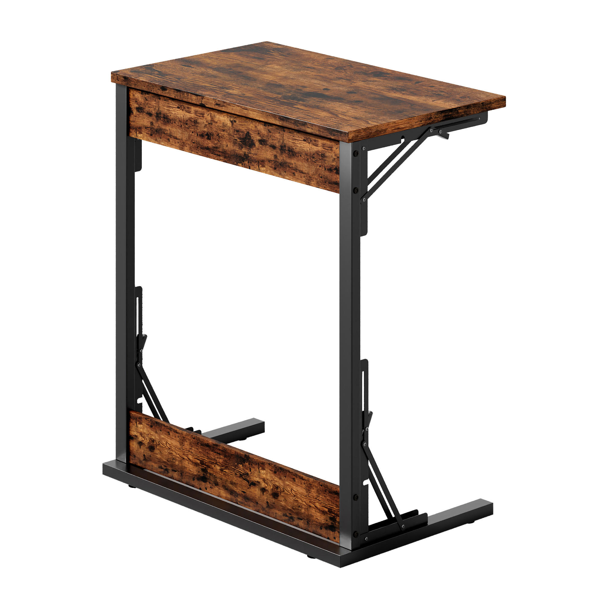BEISTELLTISCH 60/37/71 cm Rustic Brown aus Eisen klappbar stapelbar - Braun, Holzwerkstoff (60/37/71cm) - OKWISH