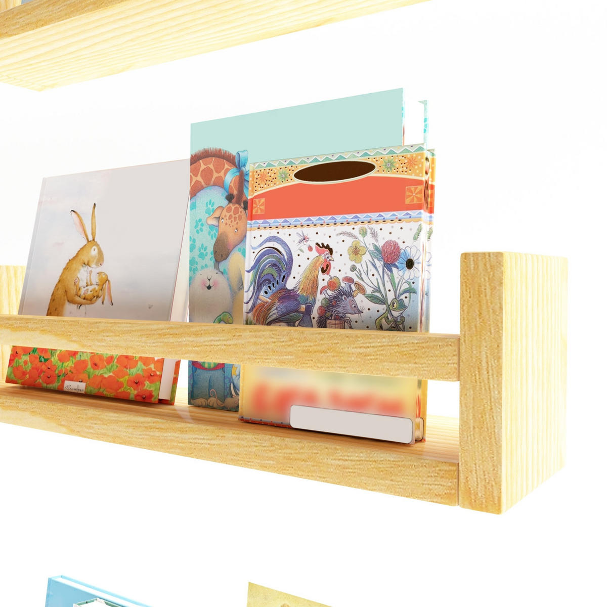 WANDREGAL-SET 4 TLG. Nykarleby - Naturfarben, Holz (44/10/9cm) - [en.casa]