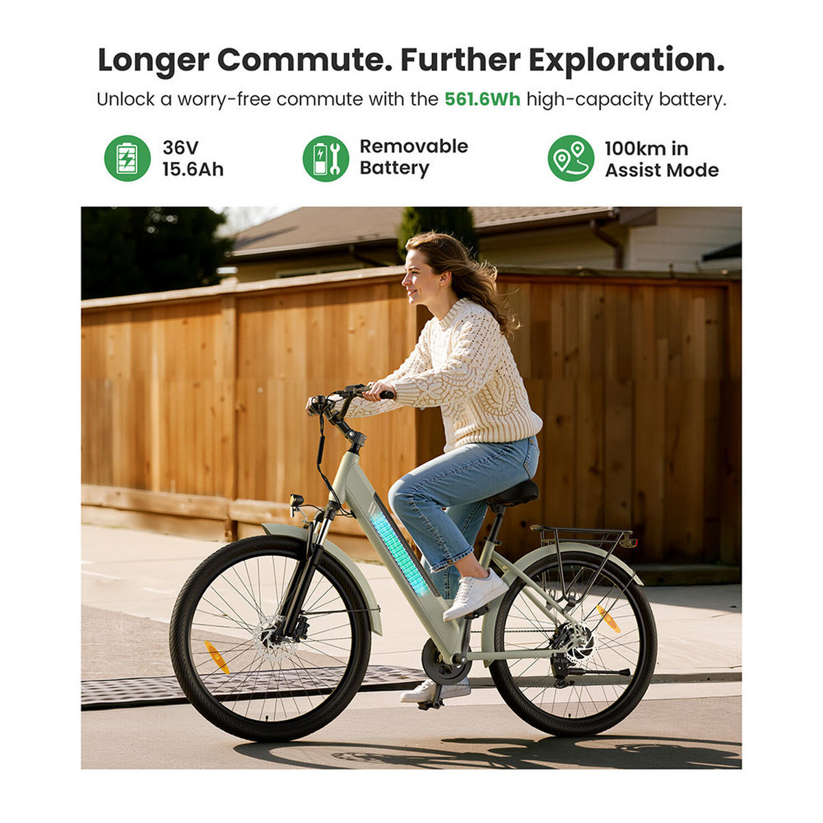 E-BIKE Junglor J1 Pro – Verbesserte Sicherheit und Stabilität - Grün, Metall (85cm)