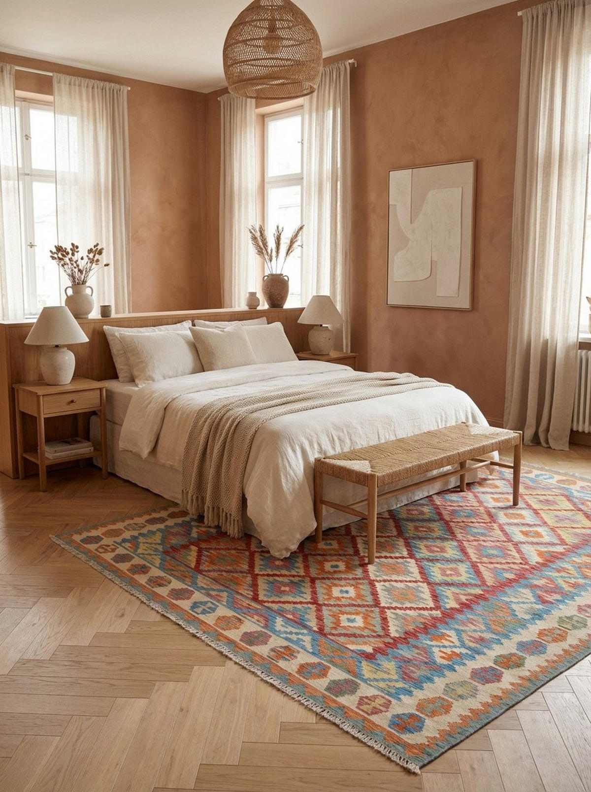 HANDWEBTEPPICH Kelim Gashgai Rot 308/253 cm Schurwolle - Rot, Textil (253/308cm) - Looma