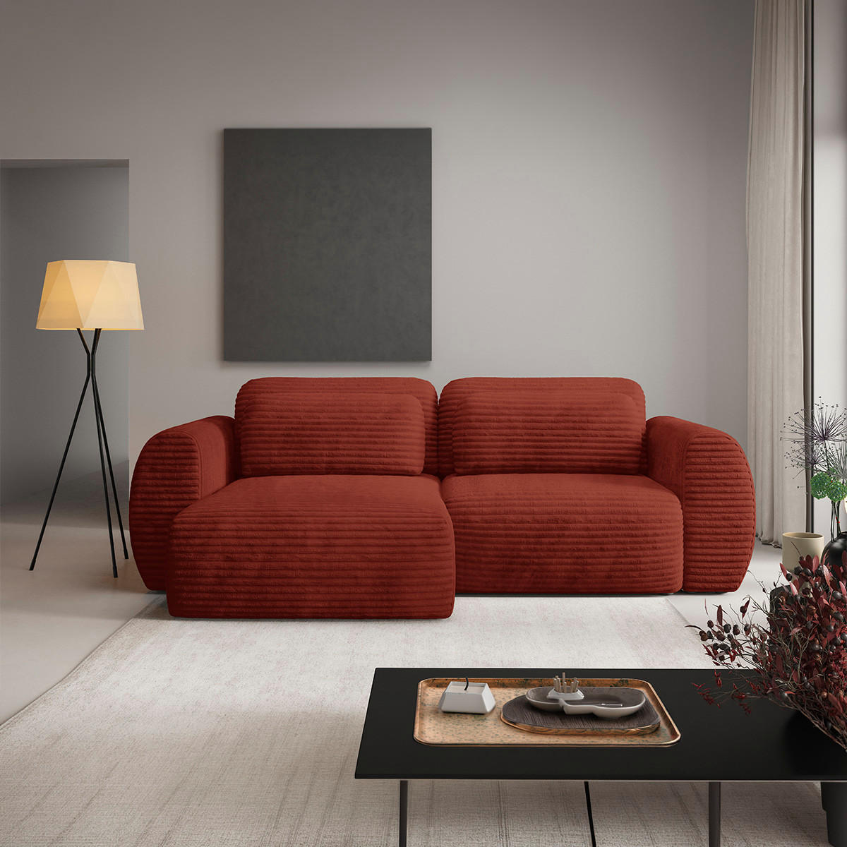 ECKSOFA Camilla 3 Sitzplätze Terracotta - Orange, Holz (270/165cm) - Petits-meubles