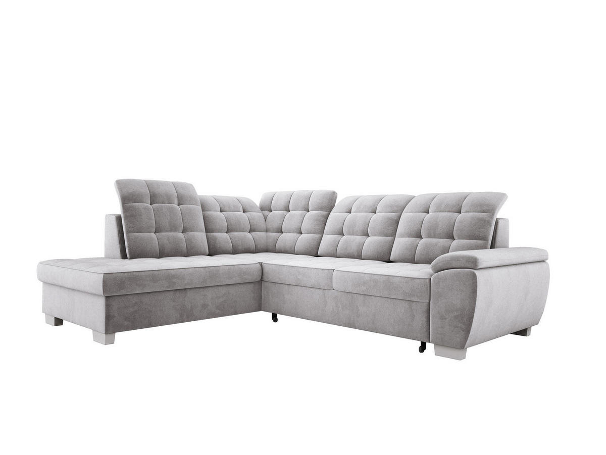ECKSOFA LOTTA SALVADOR Bettkasten verstellbare Kopfstützen hochwertige Verarbeitung lose Rückenkissen freistehend LINKS 212x258x106 cm Grey - Grau, Holz/Textil (212/258cm) - DomoHome