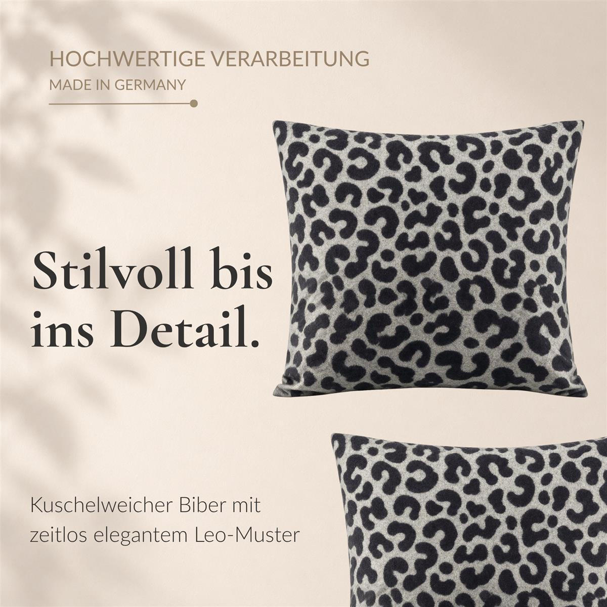 BIBER-BETTWÄSCHE 135x200 - Warmer Flanell Winter Bettbezug mit Leopard Muster - Leo Grau - Grau, Textil (135/200cm) - Carpe Sonno