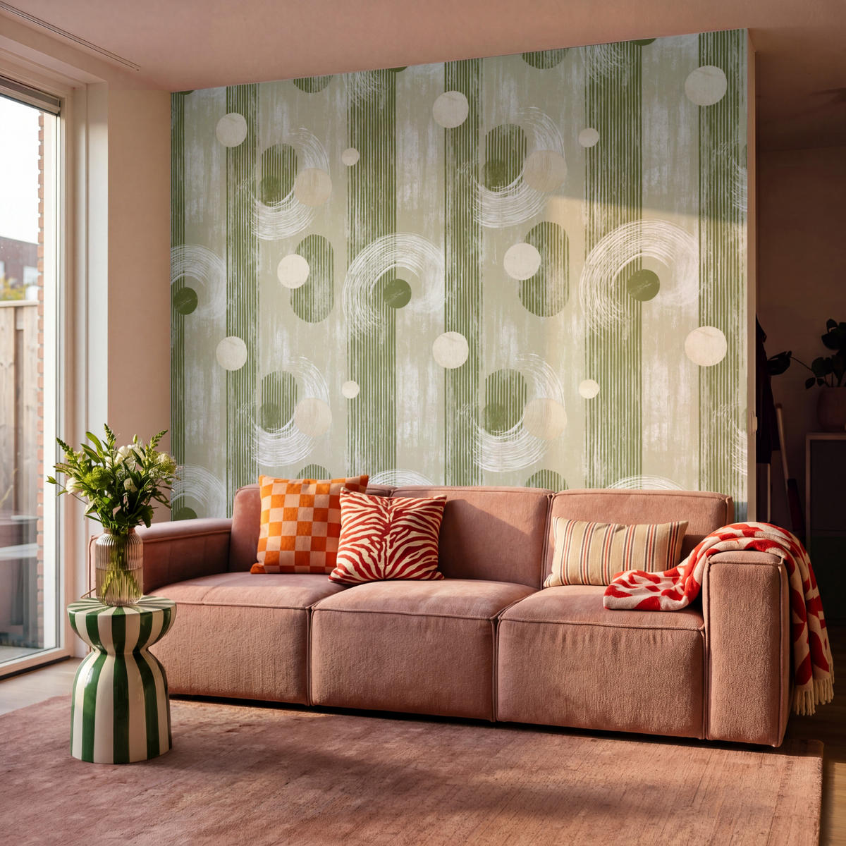 TAPETE - Künstlerisch - Modern - Grün - 260x280 cm - Olivgrün, Papier (260/280cm) - OnlyWow