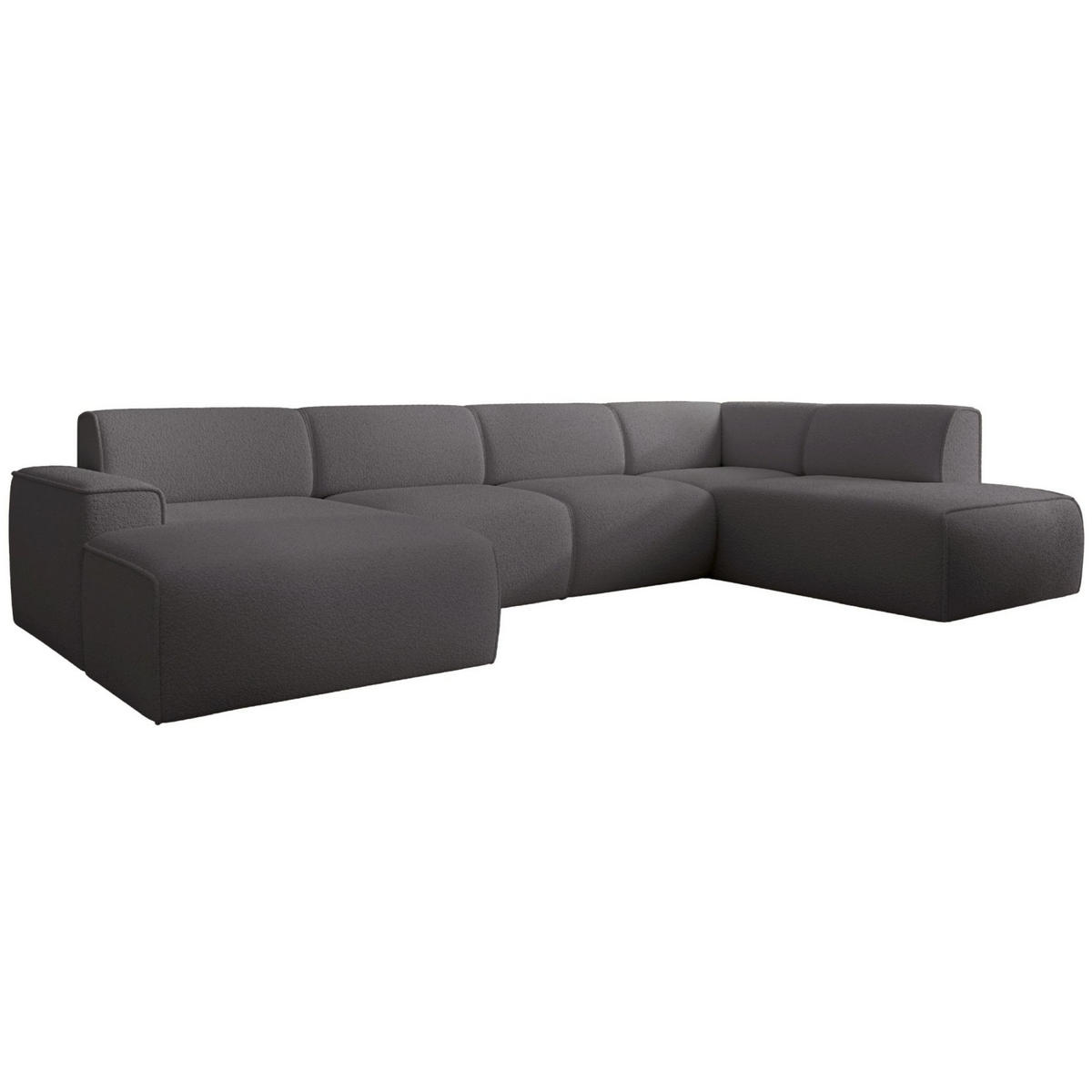 WOHNLANDSCHAFT Bouvi Dunkelgrau rechts - Dunkelgrau/Schwarz, Kunststoff/Textil (220/378cm) - Selsey