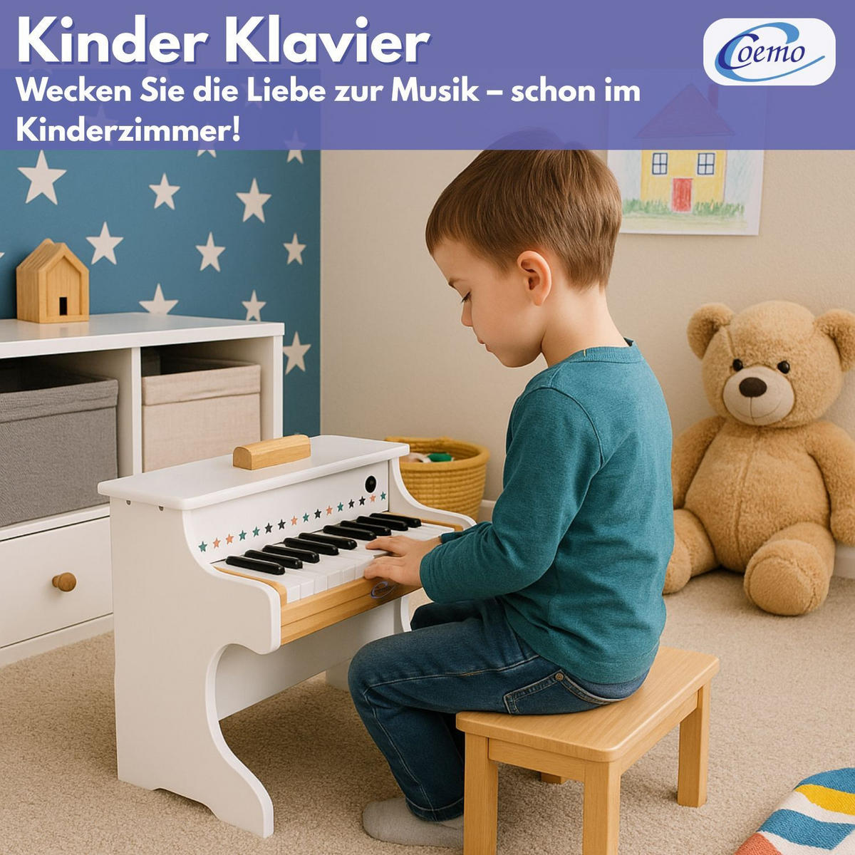 KINDERKLAVIER Farbe Weiß - Weiß, Holzwerkstoff (25/42cm) - Coemo
