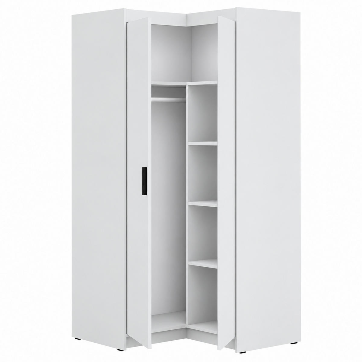ECKSCHRANK Elena mit 2 Türen, 95x95 cm, Weiß - Weiß, Holzwerkstoff (95/190.5/95cm) - Beautysofa