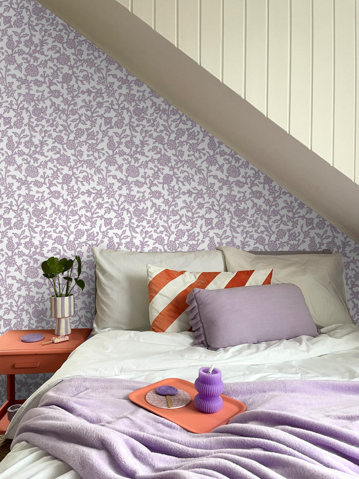 TAPETE Blumenmuster 50 x 900 cm - Lila, Papier (50/900cm) - ESTAhome