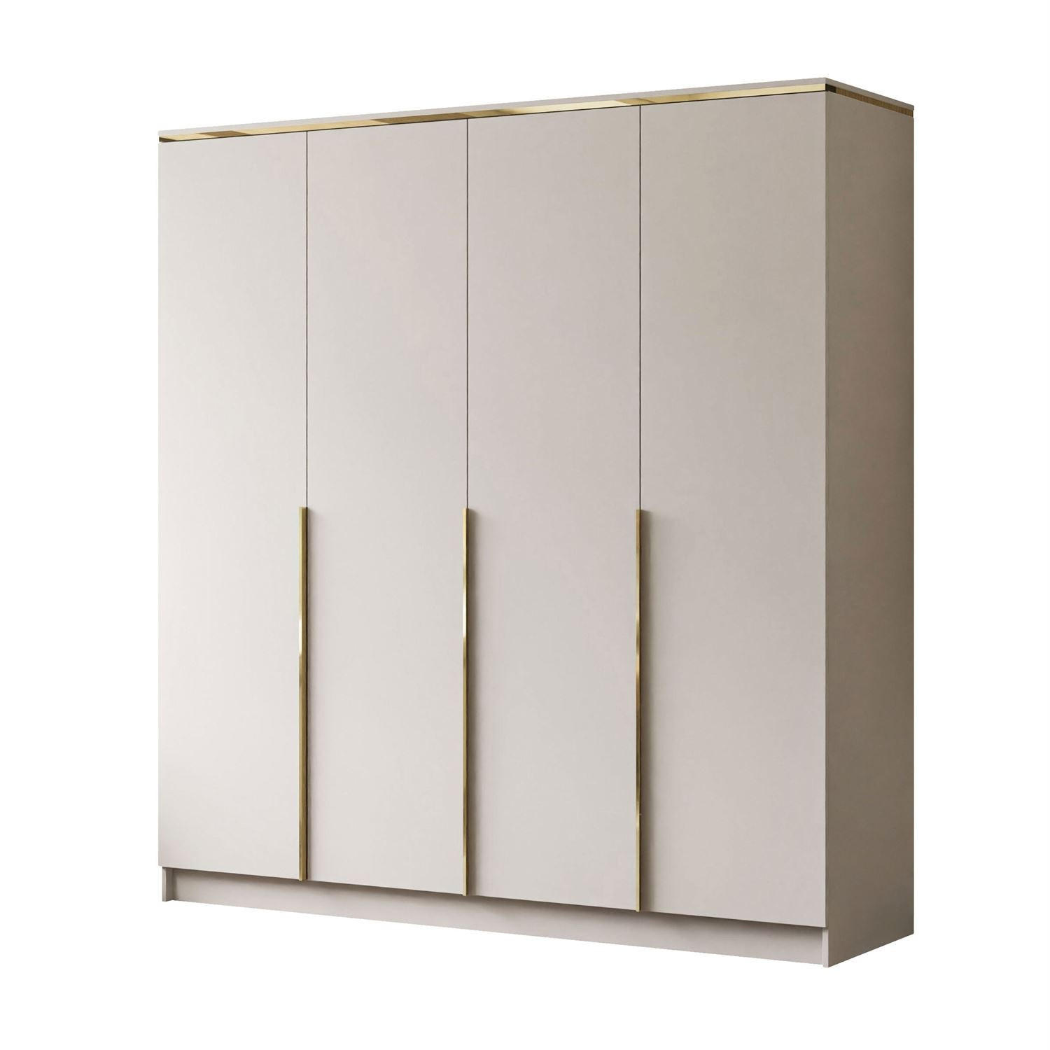 KLEIDERSCHRRANK AURORA 4D KASCHMIR mit goldenen Griffen - Kaschmir/Goldfarben, Holzwerkstoff (200/213/57cm) - Lookway