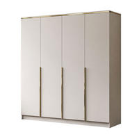 KLEIDERSCHRRANK AURORA 4D KASCHMIR mit goldenen Griffen - Kaschmir/Goldfarben, Holzwerkstoff (200/213/57cm) - Lookway