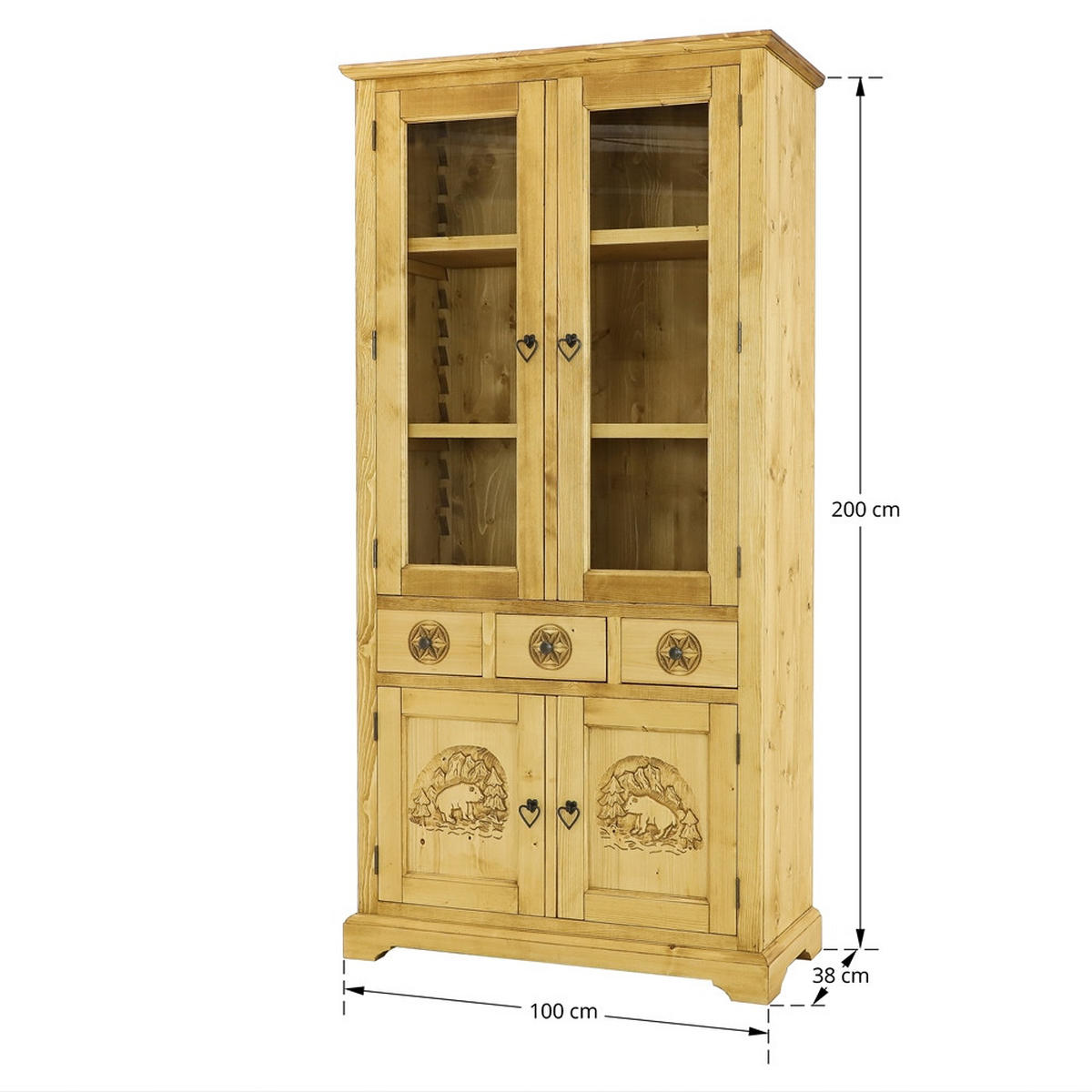 VITRINE aus Massivholz JAGNA - Honig, Holz (100/200/38cm) - Seart