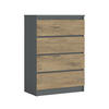 KOMMODE mit 4 Schubladen, Farbe: Anthrazit / Lancelot-Eiche, A: 70 x 101 x 39 cm - Eichefarben/Anthrazit, Holzwerkstoff (70/101/39cm) - 3XE LIVING