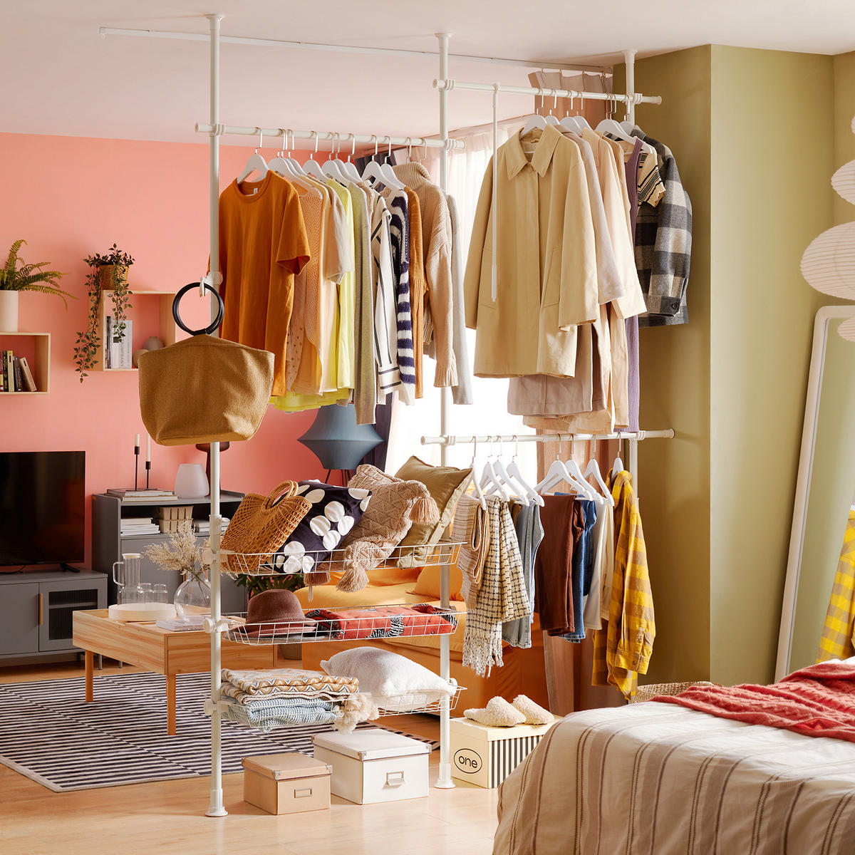 TELESKOP GARDEROBEN SYSTEM Weiß - Weiß, Kunststoff (198/285/1cm) - SoBuy