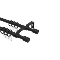 TELESKOP-GARDINENSTANGEN-SET Hera Livo 160-300 cm, 2-läufig, 16/13 mm Ø Schwarz - Schwarz, Kunststoff/Metall (300cm) - INTERDECO
